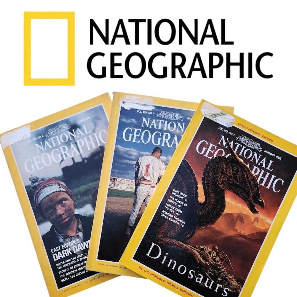 3X Vintage National Geographic Magazine Bundle Set Magazines RANDOM ISSUES
